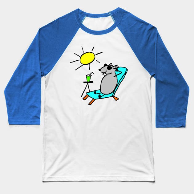 Rat on Vacation Baseball T-Shirt by Michelle Le Grand